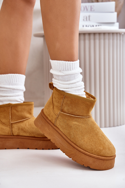 Nízke Dámske Snehule Na Platforme Zateplené Kožušinou Camel Saldren