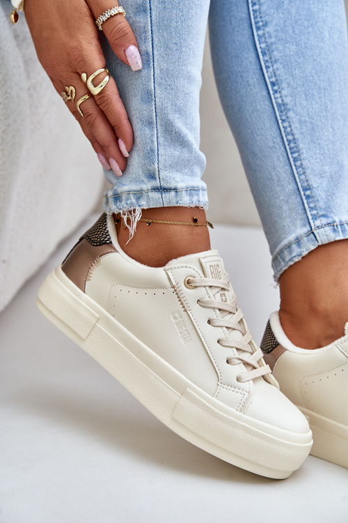 Zateplené dámské tenisky na platformě Big Star OO274A454 béžové