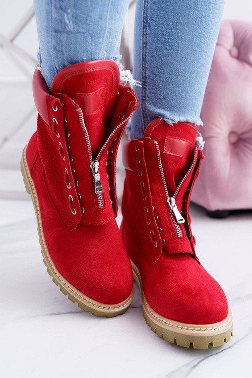 Lu Boo Dámské Červené semišové kotníkové boty Nancy