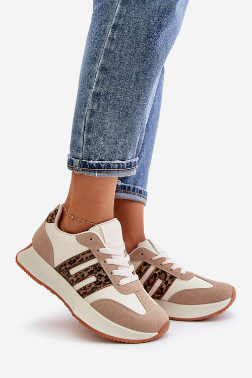Tenisky Športové Topánky Na Platforme Leopard Dámske Béžové Thari