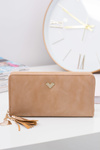 Big Beige Women's Wallet Keychain Golden Heart