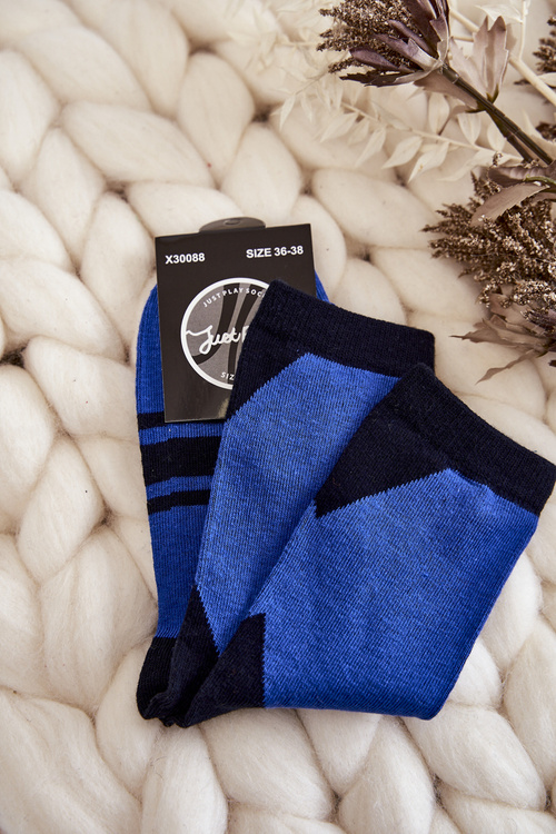 Dámské dvoubarevné ponožky s pruhy Modrá černá