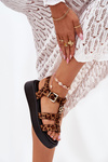 Dámske Sandále Na Platforme So Zlatým Detailom Leopard Fevire
