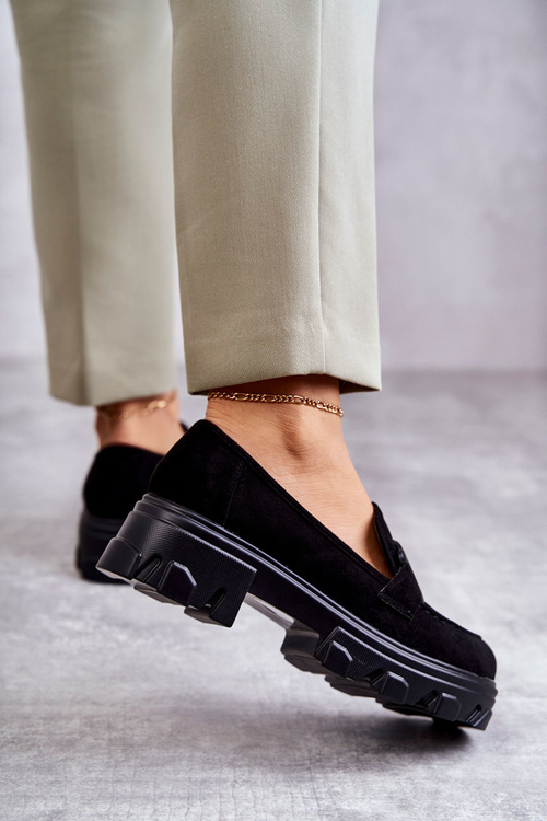 Dámske semišové topánky na platforme Czarne Janne