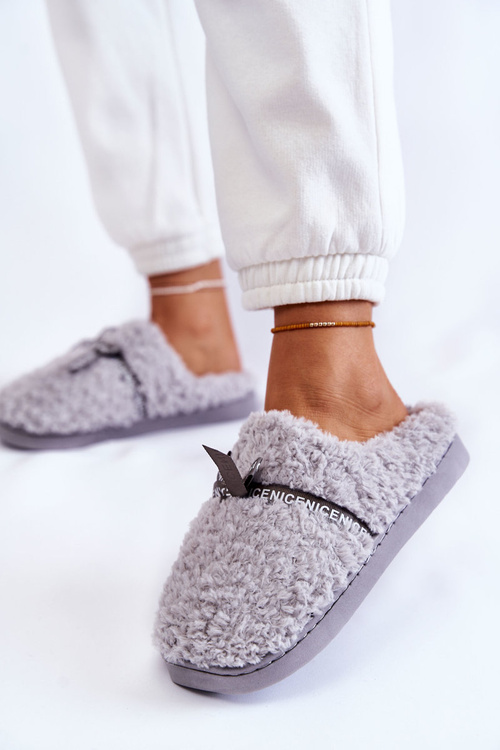 Dámské kožešinové pantofle s mašlí Šedá Ryana