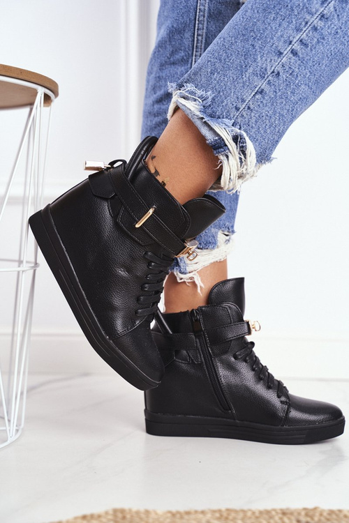 Dámske tenisky na zlatom zlatom visiaci zámku All Black Tersey