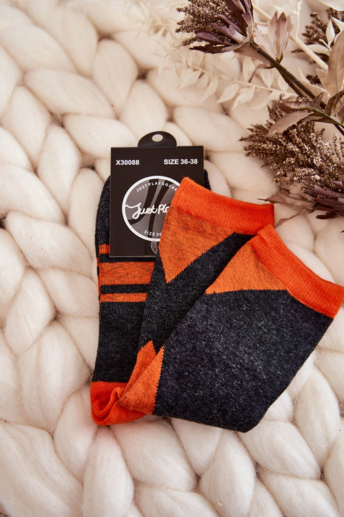 Dámské dvoubarevné ponožky s pruhy Grafit-oranžová