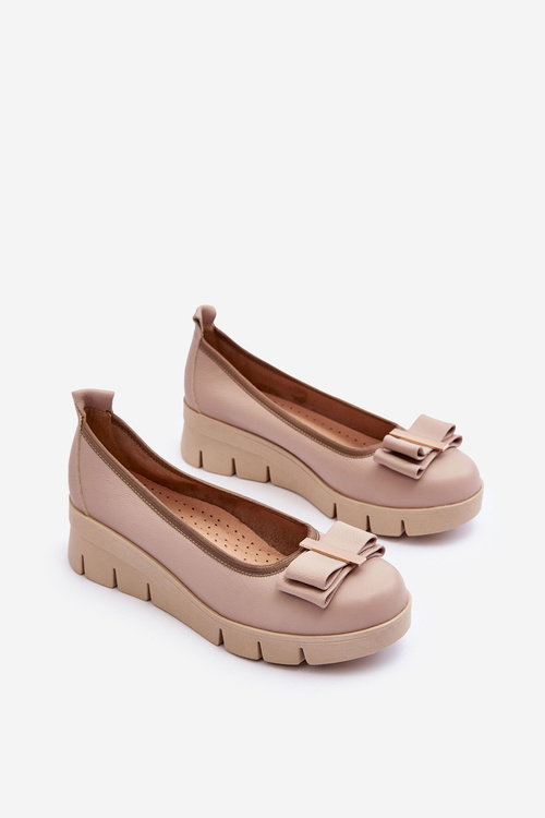 Kožené baleríny na plošine s dekoráciou Beige Lewski 3384