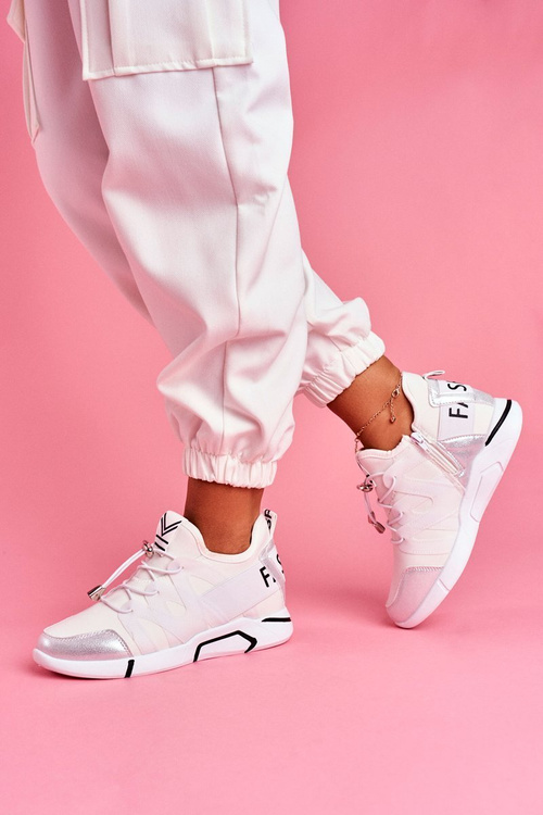 Dámske športové topánky so zipsom a zvlneným bielym terphínom