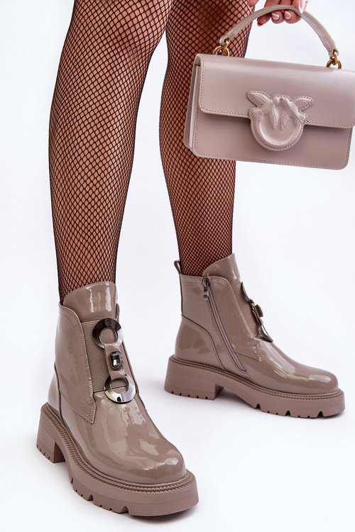 Maľované ženské topánky s dekoráciou Beige S. Barski MR870-53