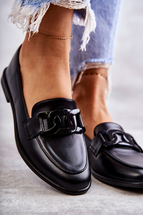 Dámske kožené mokasíny s dekoráciou čierna Kerrie