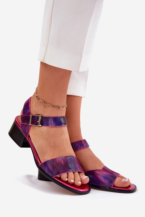 Dámske Kožené Sandále Na Päte Maciejka 06551-15 Fuksia