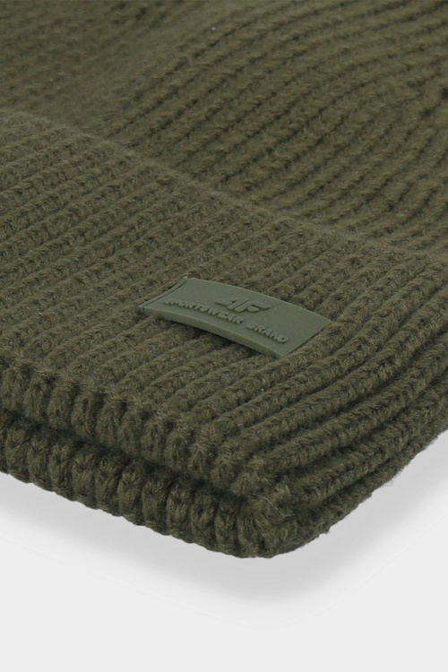 Mužská zimná čiapka s logom 4F 4FAW23ACAPM311-43S Khaki