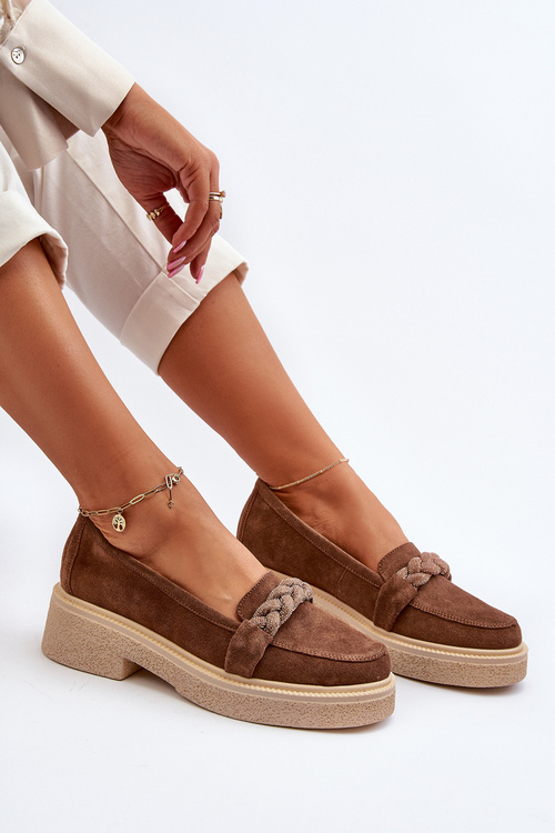 Zazoo 3429/W Dámske Semišové Mokasíny S Ozdobou Hnedé