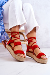 Dámské vázané sandály na platformě Červené Amrillo