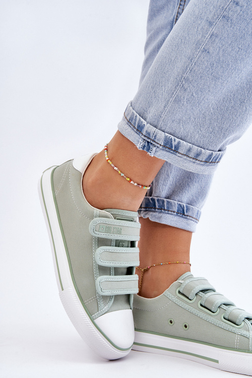 Klasické materiálové tenisky pre suchý zips veľkú hviezdu LL274A202 Green