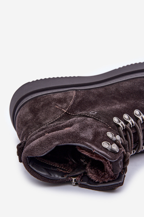 Semišové pánské zateplené kotníkové boty Big Star OO174189 hnědé