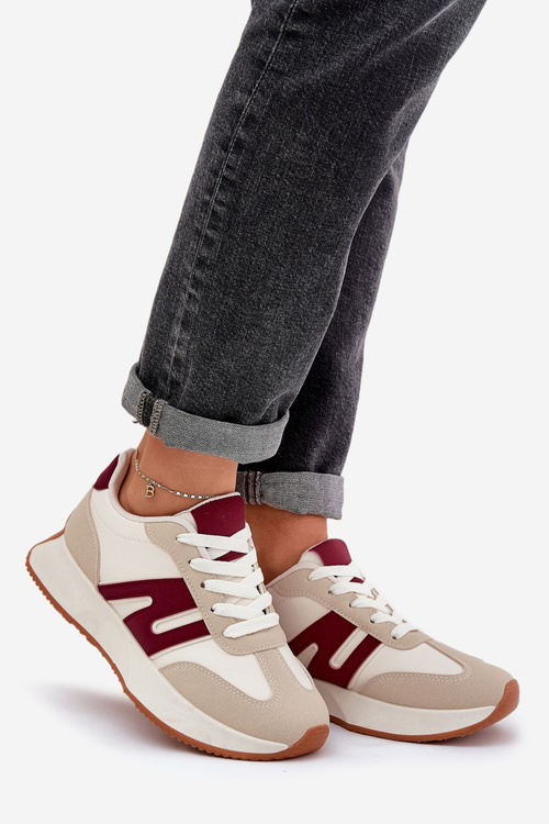 Dámské Sportovní Boty Na Platformě Béžovo-Červené Emidi