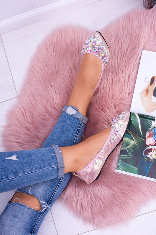 Lu Boo Růžové baleríny Zirkony Even