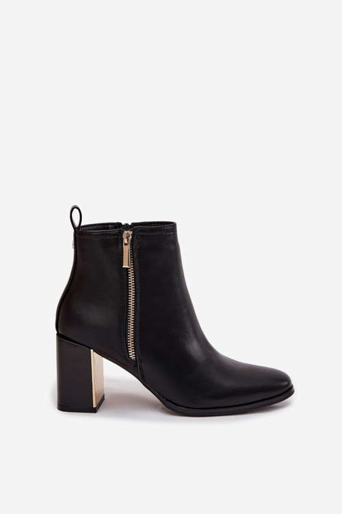 Dámské kotníkové boty na podpatku z eko kůže černé Camilyn