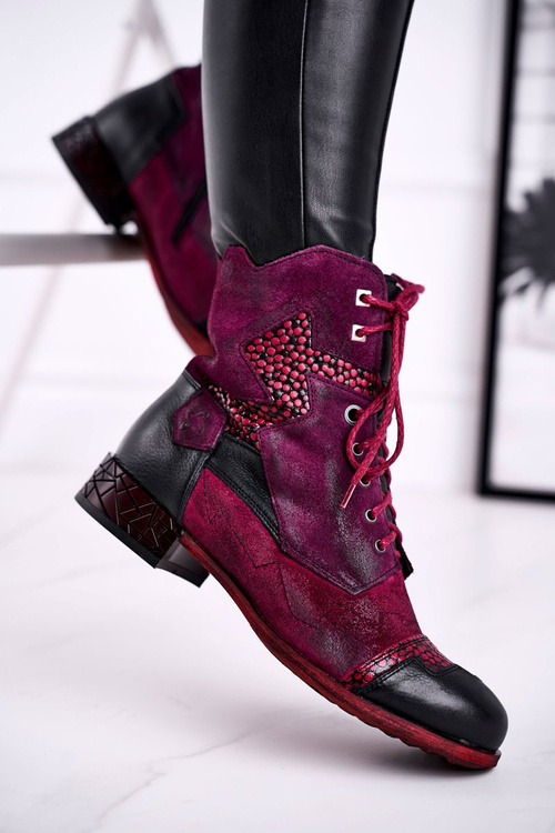 Dámske kožené topánky izolované Purple Maciejka 04625-23