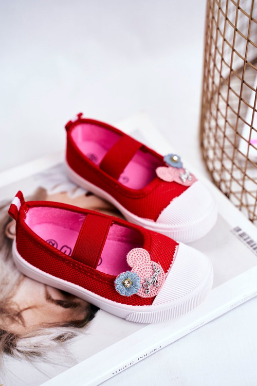 Detské tenisky s červeným estidovým suchým zipsom