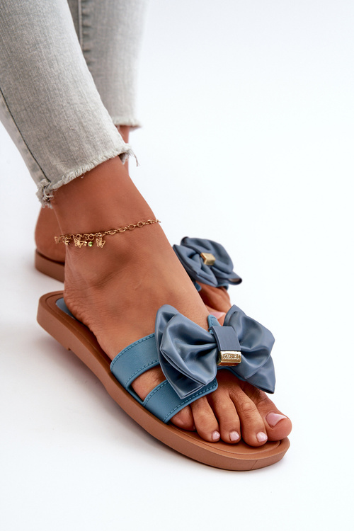 Dámske Modré Žabky S Mašľou Rivarina