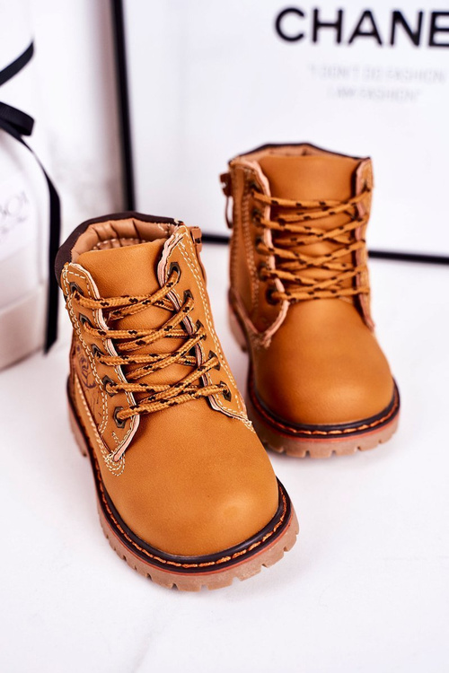 Dětské Zateplené Boty S Gumovou Podrážkou Karamelová Bobby