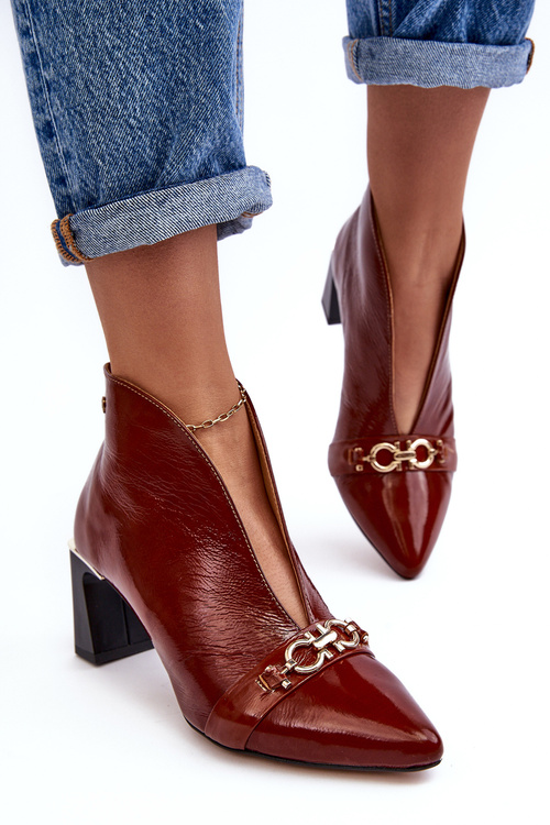 Kožené Boty Na Słupku Maciejka 05262-02 Hnědé