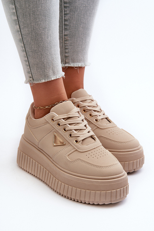 Dámské Tenisky Z Ekokože Na Masivní Platformě Beige Chrisstin