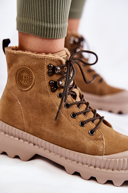 semišové teplé boty Big Star KK274521 Béžové