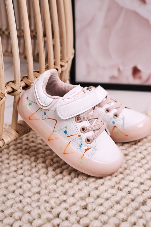 Detské športové topánky s žiariacou podrážkou diskotéky s bielym ružom