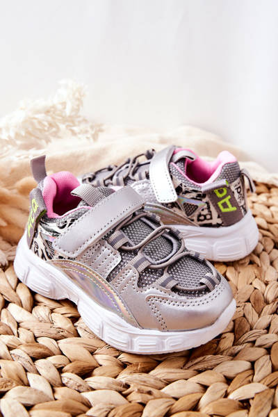 Detské športové topánky pre strieborné žiarivé vibo