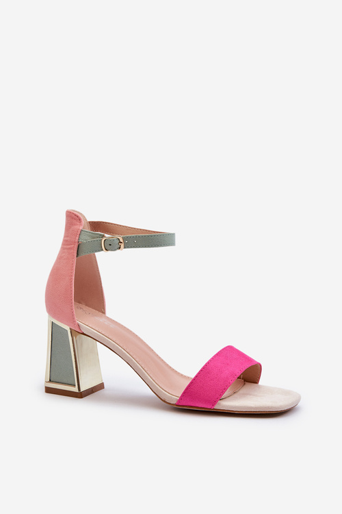 Zamszové sandále na opätku Fuksia Pholia