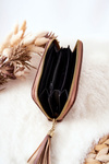 Prešívaná peňaženka s Tassel Cappucino