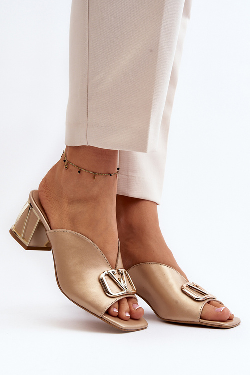 Elegantné dámske sandále na vysokom opätku Laura Messi 2771 zlaté