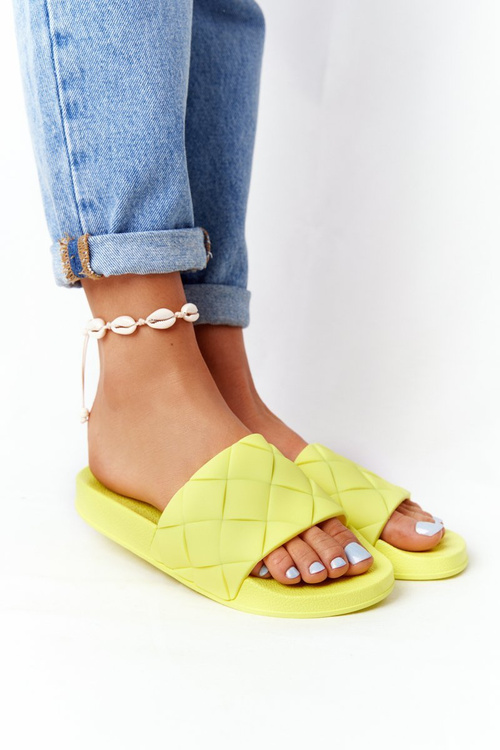 Dámske gumové papuče neónové žlté plávať