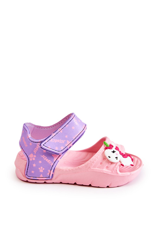 Detské ľahké sandále s dekoráciami ružovo-fialové trusty