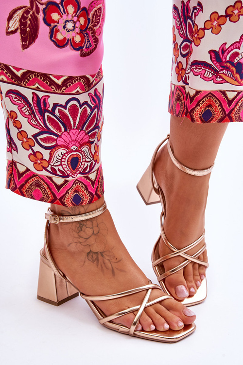 Módne vysoké podpätky ružové felisa zlato