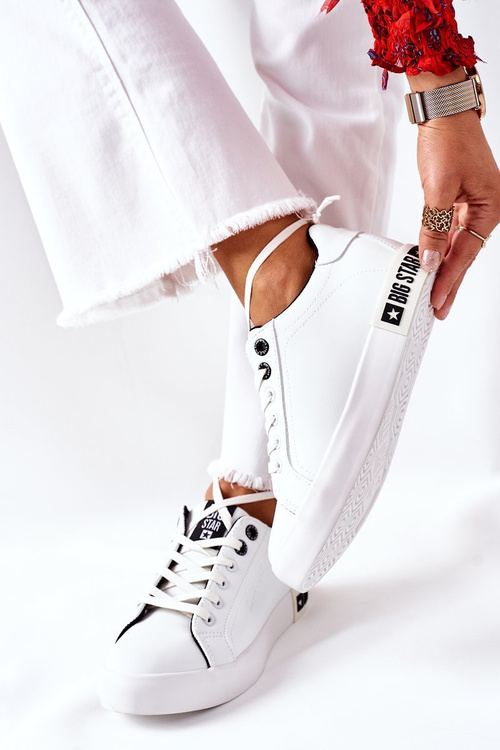 Dámske kožené tenisky Big Star II274031 Biele a čierne