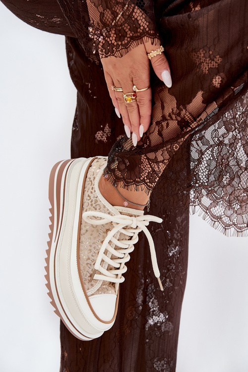 Dámske Tenisky Na Masívnej Platforme S.Barski BF51-101 Béžové