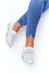 Prolamované Kožené Tenisky Slip-On Maciejka Bílé 03512B-11