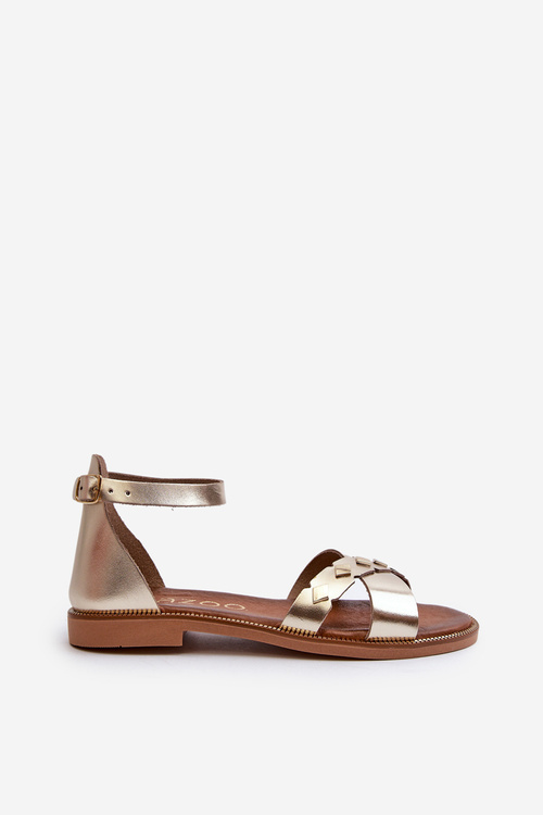 Zazoo 40378 Ploché Dámské Kožené Sandály Zlaté