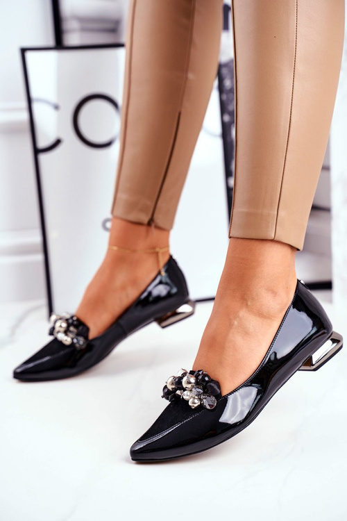 Dámské Baleríny Laura Messi Kožené Černé 2157