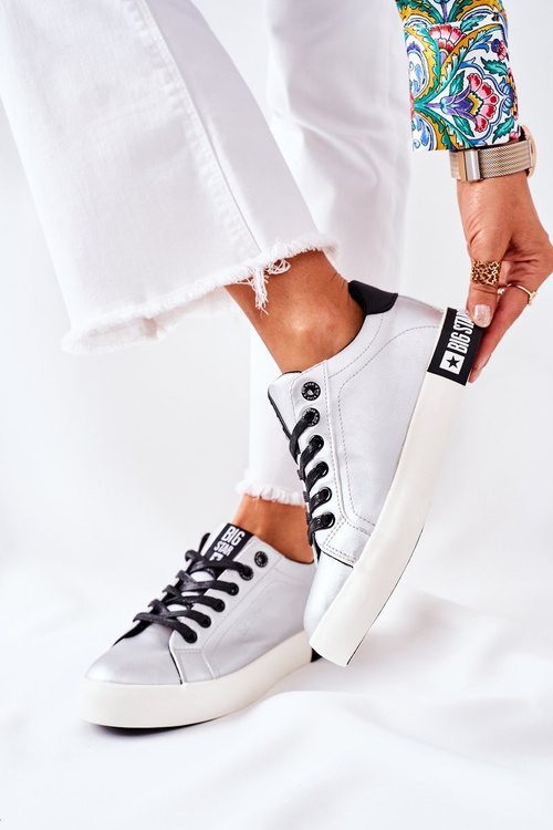 Dámské Kožené Tenisky BIG STAR II274034 Stříbrné