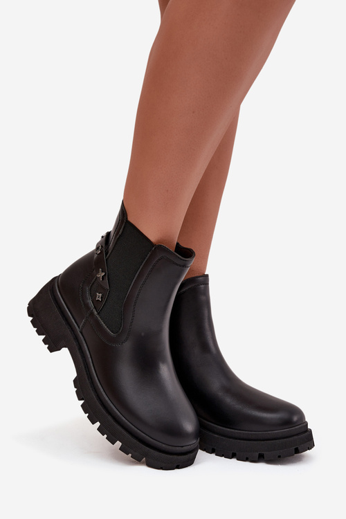 Čižmy čižmy na zips s dekoratívnymi detailmi zateplené čierne Verisse