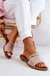 Suede Flip -flops Lewski Shoes 3047 Béžová