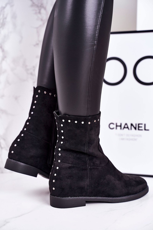 Dámské Izolované Boty Na Klínku Semišové Černé Performance