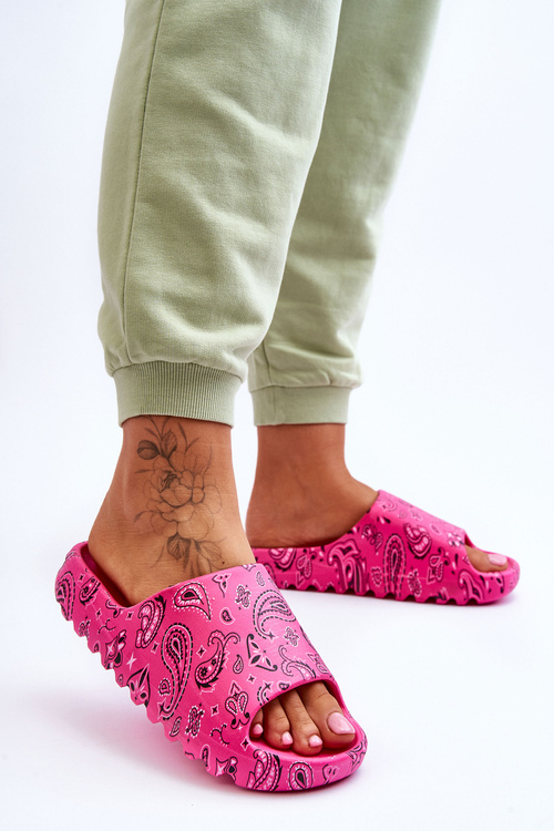 Módní dámské pantofle na masivní platformě fuchsiový Lorette