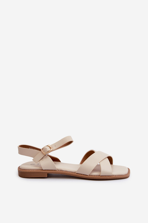 Dámske Ploché Sandále Z Ekokože S.Barski KV27-003 Beige